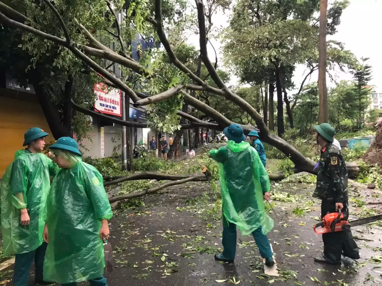 Quận Ba Đình nỗ lực khắc phục hậu quả sau bão trên phố Phan Đình Phùng